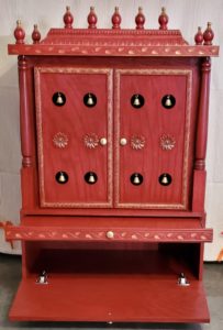 Middle portion with 36", Bottom storage 18", Gopuram (Dome) 12".  Ample storage space, pullout tray